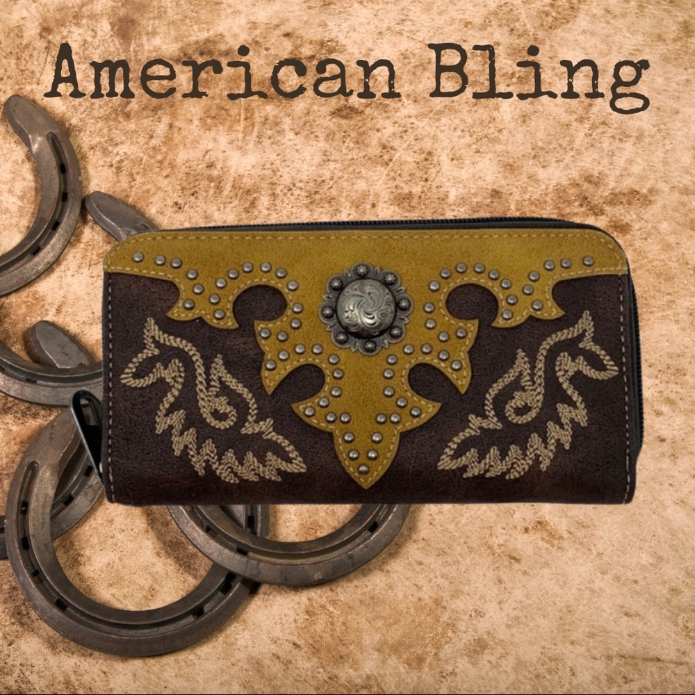 American Bling Western Style Zip Around Wallet
